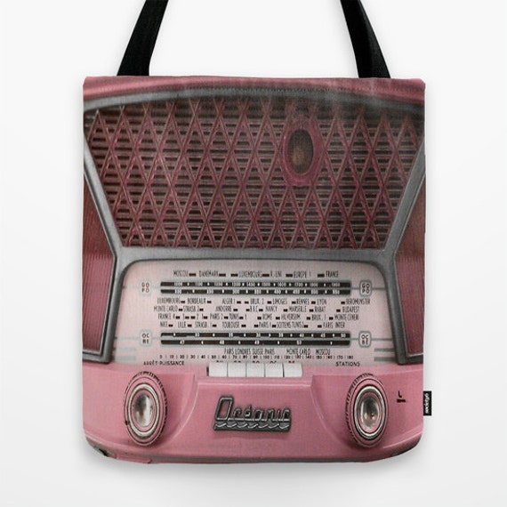Pink Tote Bag Vintage Radio Tote Bag Vintage Photo Tote Etsy
