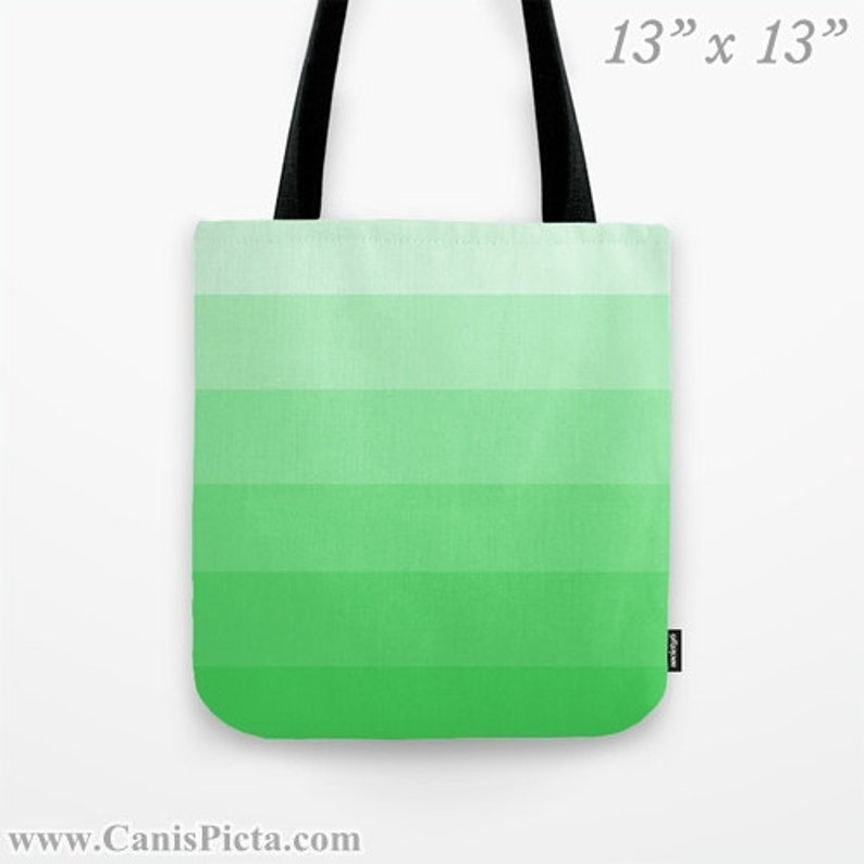 Ombre Spearmint 13x13 Tote Bag Light Mint Spearmint Grass Green Color Fade Gift Her Him Spring Summer Back to School Grocery Reuse