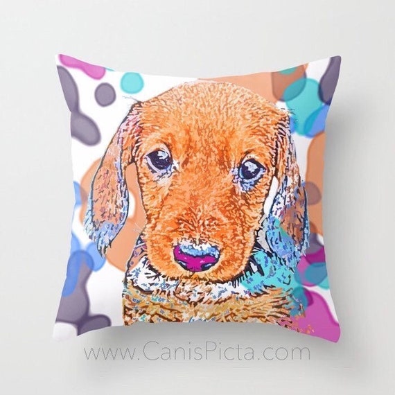 Dachshund Puppy 16x16 Rainbow Easter Doxie Pillow in 2020 | Wool