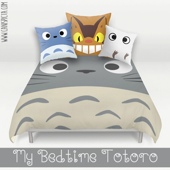 Totoro Bed Set Duvet Bedding Pillow Cover Kawaii My Neighbor Etsy