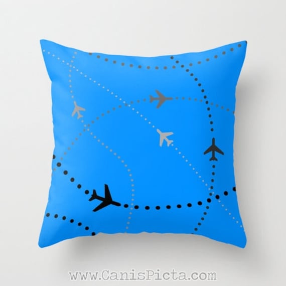 Airplane Throw Pillow 16x16 Decorative Cover Bright Modern Etsy