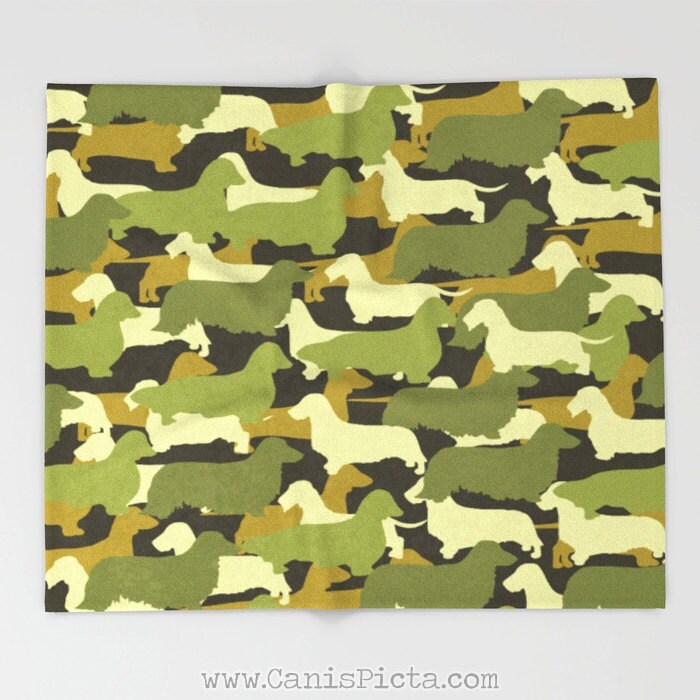 Camo Dachshund Puppy Dog 51x60 Throw Blanket Cozy Etsy
