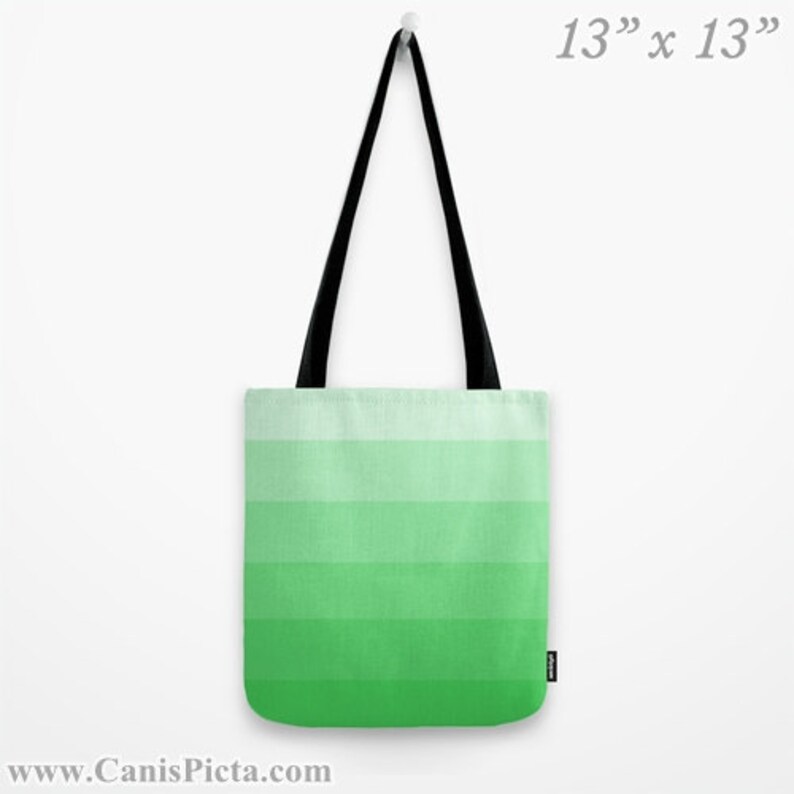 Ombre Spearmint 13x13 Tote Bag Light Mint Spearmint Grass Green Color Fade Gift Her Him Spring Summer Back to School Grocery Reuse