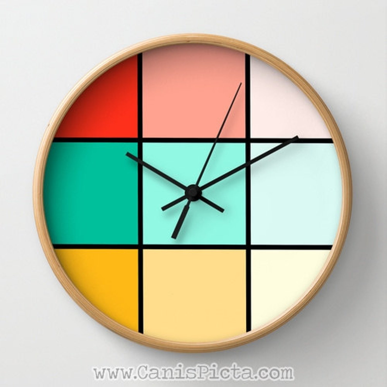 Geometric Modern Wall Clock in Natural Wood Black or White Etsy