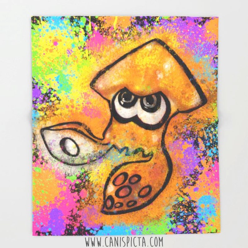 Splatoon Squid Blanket Video Game Throw Inkling Fleece