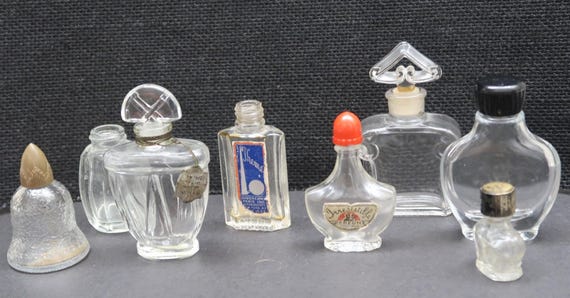 8 Vintage Glass Perfume Bottles