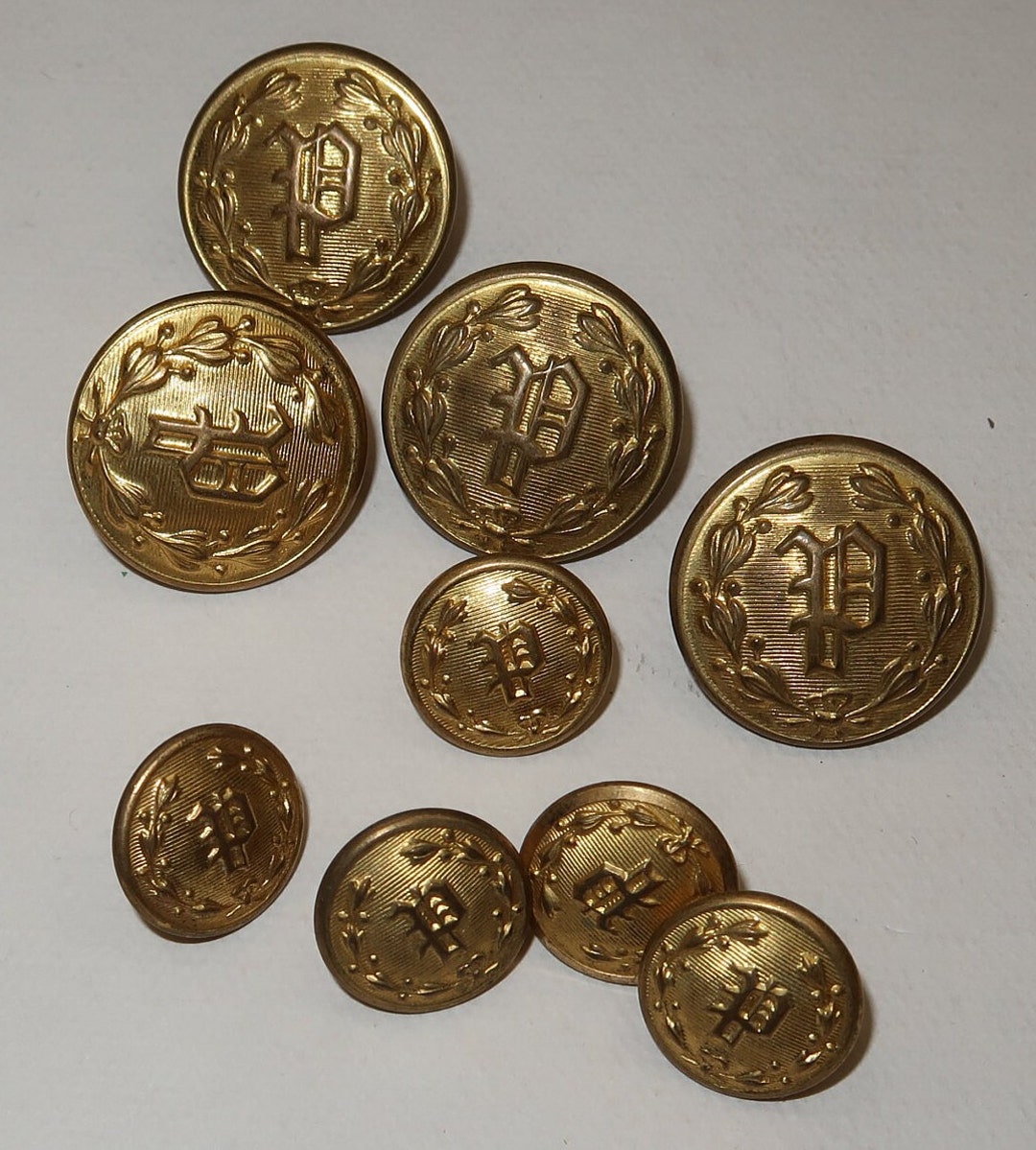 9 Old POLICE Uniform Buttons, Waterbury Button Company Etsy