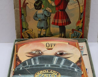 1910 TOY TOWN Post Office, Milton Bradley Company