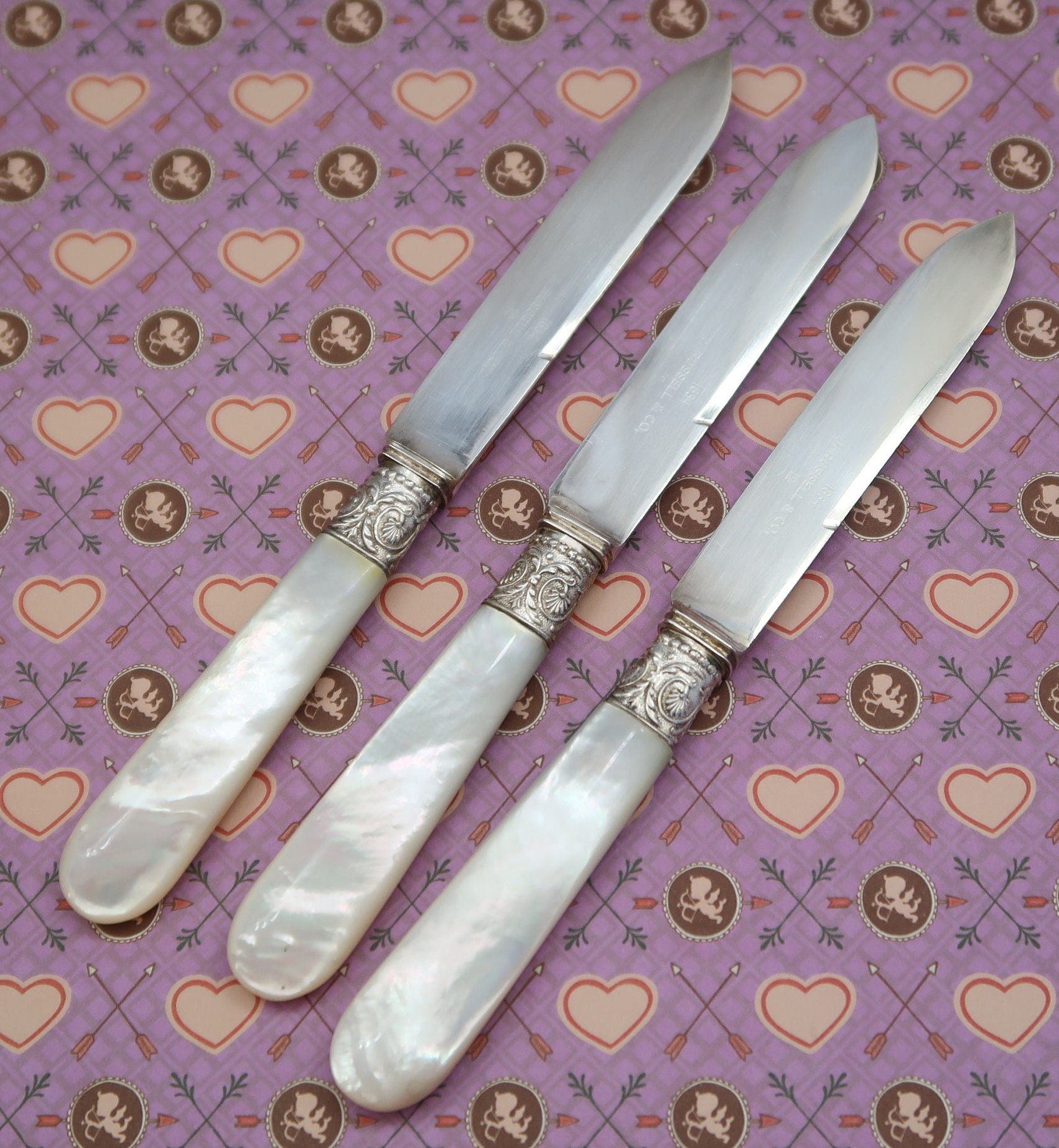 Antique Silver Knife and Fork, Victorian 1849 Hallmark, Travelling Cutlery,  Sterling Silver Blade, Mother of Pearl Handle, Campaign Cutlery 