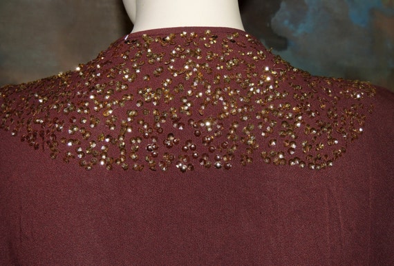 1930s to 40s Brown Sequin Accented Dressing Gown