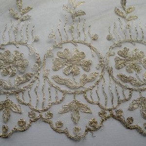 1920s Silver Metal Lace on tulle per 1/2 yard