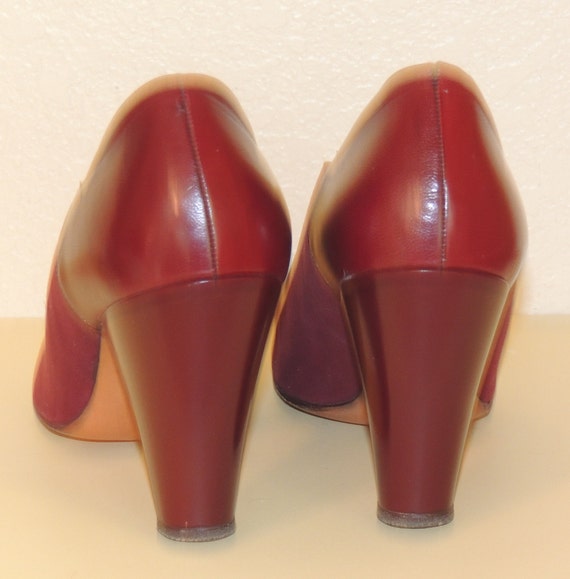 1940s Peep Toe Pumps Suede and Leather 5.5 - image 3