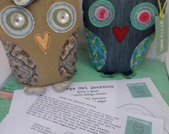 Patrón PDF digital Owl Doorstop - creado por Betty&Mabel, Stratford upon Avon, Inglaterra