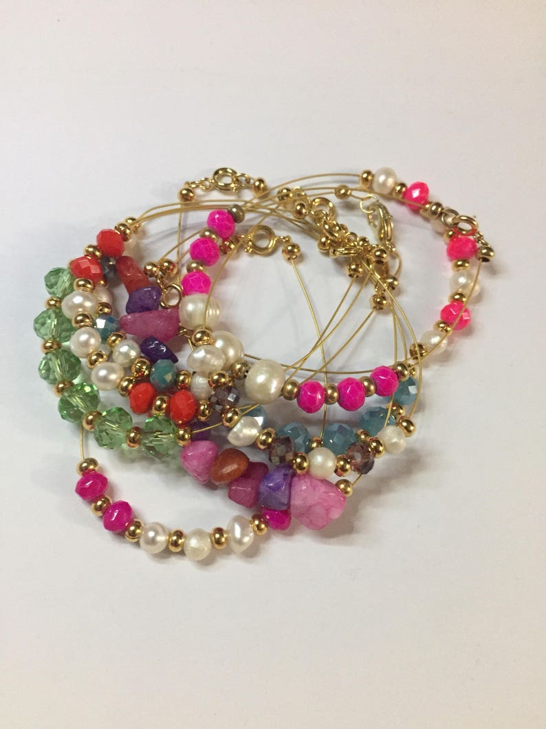 Custom Beaded Wire Bracelet with Clasps
