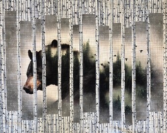 Bearly Double Vision Quilt Pattern, Modern Art Quilt, Use Any 43"w x 27-36"l Horizontal Panel including Hoffman - Call of the Wild