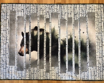 Bearly Double Vision Black Bear Fabric Panel Or Bundle To Make A Unique, Modern Art Quilt Or Wall Hanging