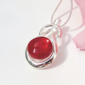 Red Glass Pendant Fused Glass Jewelry Cherry Red Art Glass Knot Pendant image 4