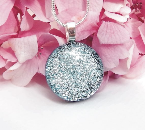 Lovely Sparkling Dichroic Glass Pendants, a Simple Fused Glass Necklace. 
