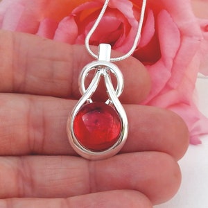 Red Glass Pendant Fused Glass Jewelry Cherry Red Art Glass Knot Pendant image 5