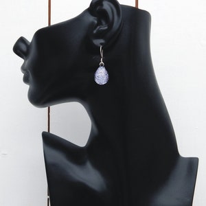 Purple Glass Dangle Earrings Dichroic Glass Drop Earrings Fused Glass Jewelry Mauve Earrings on 925 Sterling Silver Earwires image 2