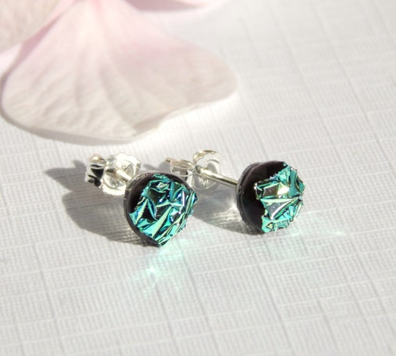 Dichroic glass stud earrings sale