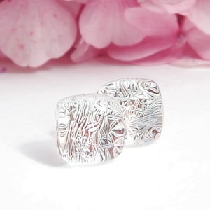 Dichroic Glass Stud Earrings: Square Sterling Silver Posts