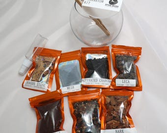 DIY Terrarium Starter Kit | Complete Layered Base with Glass Vessel, LECA & Substrate | Foraging Friendly Build Your Own Moss Terrarium