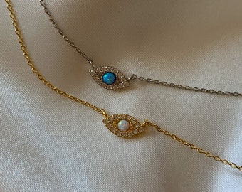 Opal Evil Eye Necklace