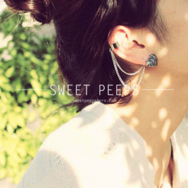 Vintage Heart Ear Cuff Set