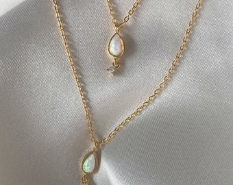 Tiny Teardrop Opal Necklace