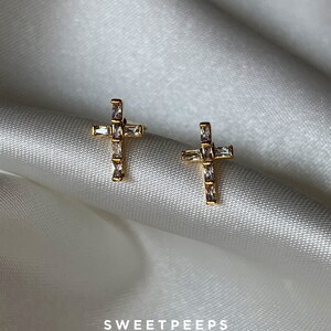 Tiny Cross Studs image 1