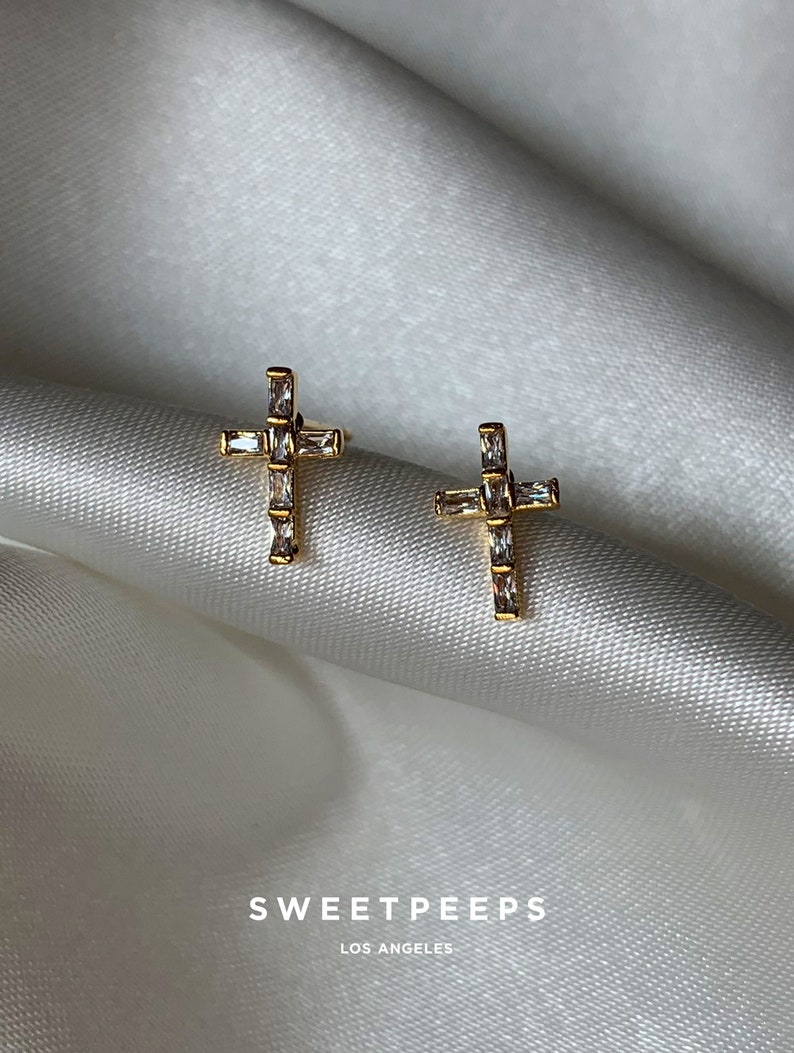 Tiny Cross Studs image 1