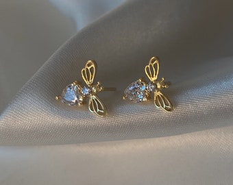 Tiny CZ Bee Studs