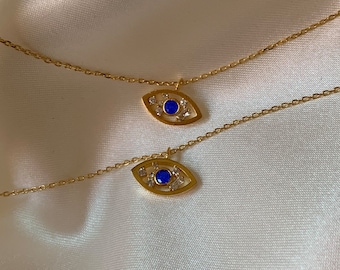 18K Blue Evil Eye Necklace