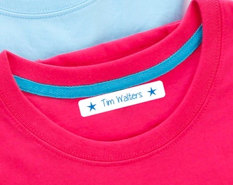 personalised iron-on name labels for clothing with stars