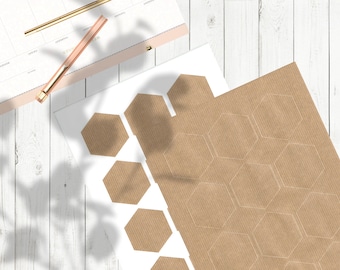 Étiquettes Kraft hexagonales 52 x 60 mm en forme de nid d'abeille