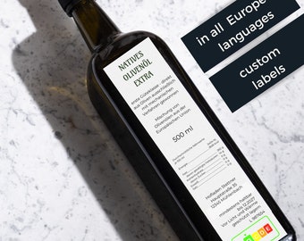 Olivenöl Etiketten für Ölflaschen, Lebensmittelkennzeichnung, wasserfeste und ölfeste Aufkleber,
