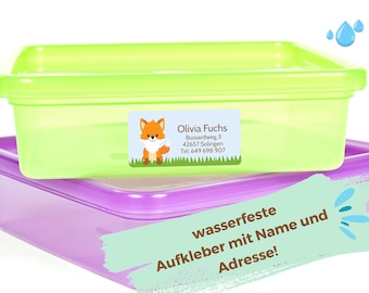 Stick on name labels with fox, waterproof custom address labels