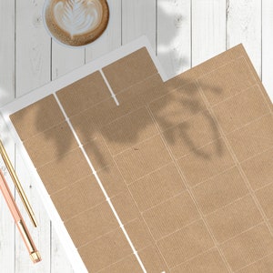 Etiketten van kraftpapier 63 x 38 mm bruin op DIN A4