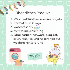 personalisierte Bügeletiketten Wäscheetiketten mit Namen Krone in 7 Farben, Namens Aufkleber, Etiketten personalisiert Bild 5