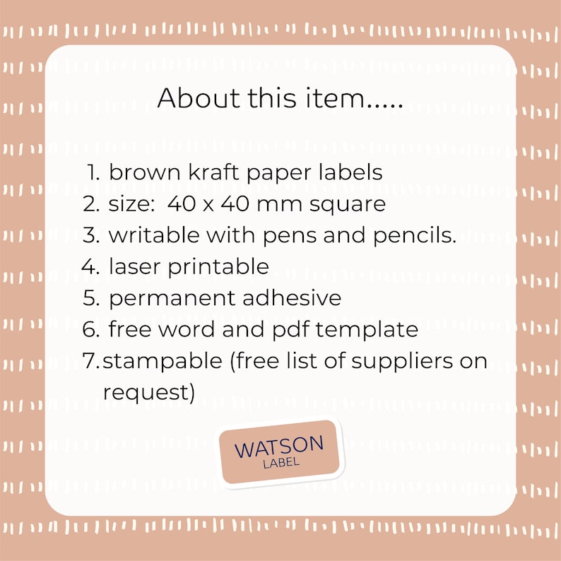 brown square kraft labels 40 x 40 mm for gift stickers, candle labels or canning labels image 7