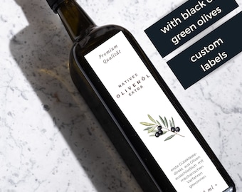 Olivenöl Aufkleber für Ölflaschen, Olivenöl Etiketten gestalten, wasserfeste und ölfeste Aufkleber,