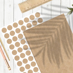 Etiquetas redondas de papel kraft 25 mm marrón, autoadhesivas en DIN A4