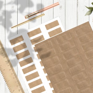 Etiquetas de papel kraft 50 x 20 mm marrón, autoadhesivas