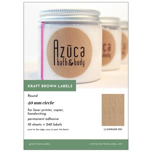 Verpackung  englisch braune Kraftpapier Etiketten rund 40 mm fuer Logo Etiketten auf Kosmetik-Tiegel.