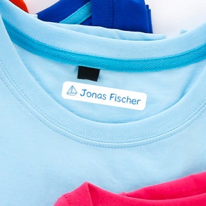 personalised iron-on name labels for clothes boat 7 colors