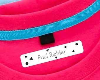 personalised iron-on name labels for clothes geometry 7 colors