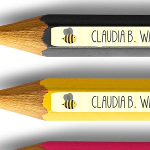 50 adesivos de nome à prova d'água com abelha 48 x 6 mm, rótulos de caneta personalizados