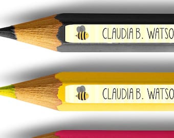 Name labels with bee, stick on name labels, kids name labels