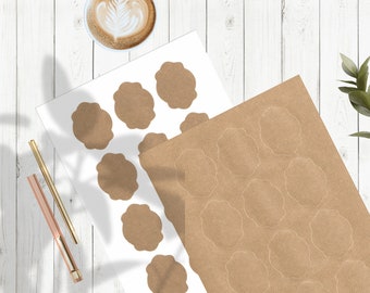 brown kraft paper labels in scallop shape 47 x 60 mm for candle labels, jam labels or name labels